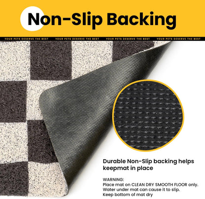 Conlun chessboard pattern cat litter mat with cat stepping on it