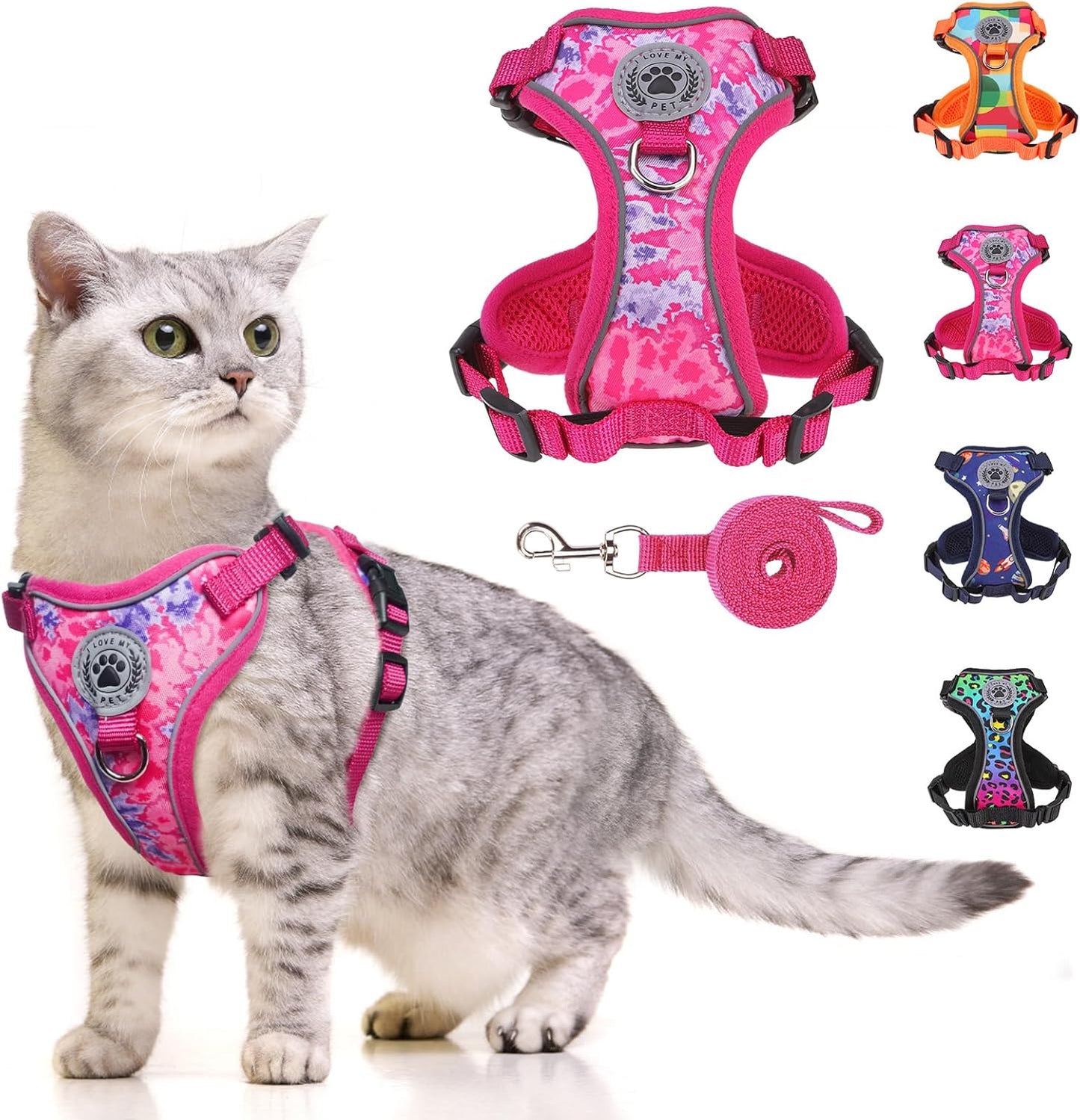 BEAUTYZOO Cat Harness, Escape Proof Cat Harness and Leash Set for Walking, Soft Breathable Vest Harness with 3 Buckles Adjustable,Reflective Easy Control Kitten Harness for Cats (Tie Design),Black S - Image 11