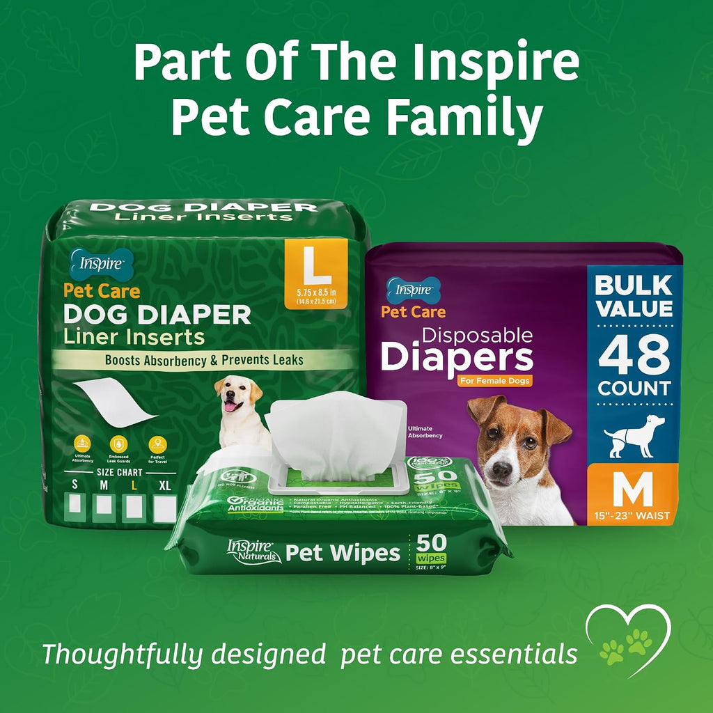 Inspire Naturals multi pack dog bath alternative wipes stack view.