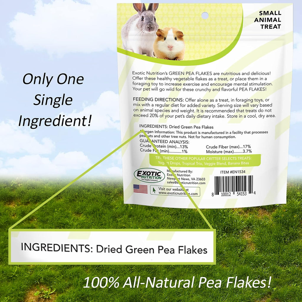 Exotic Nutrition 1 pound green pea flakes label details