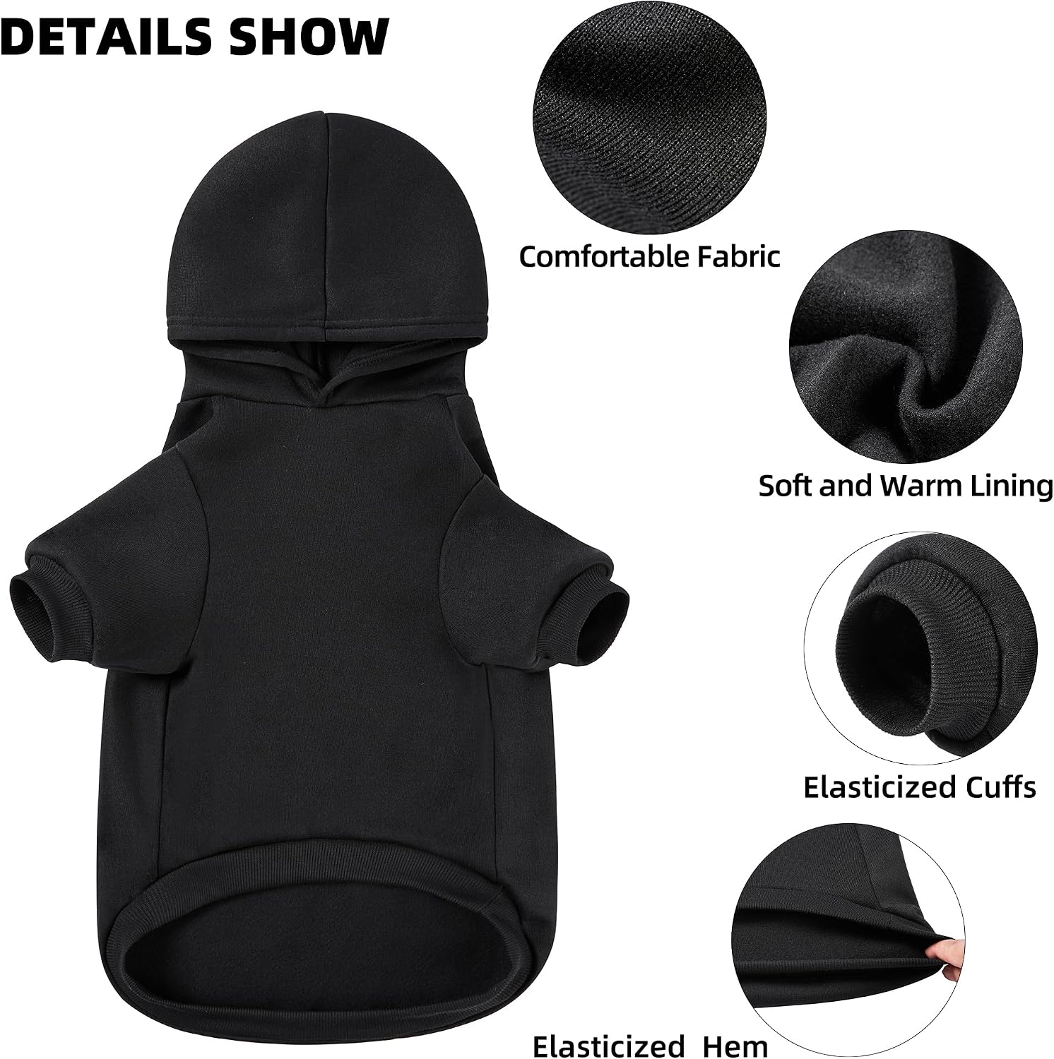Back view of GreenJoy hooded sweatshirt for pets