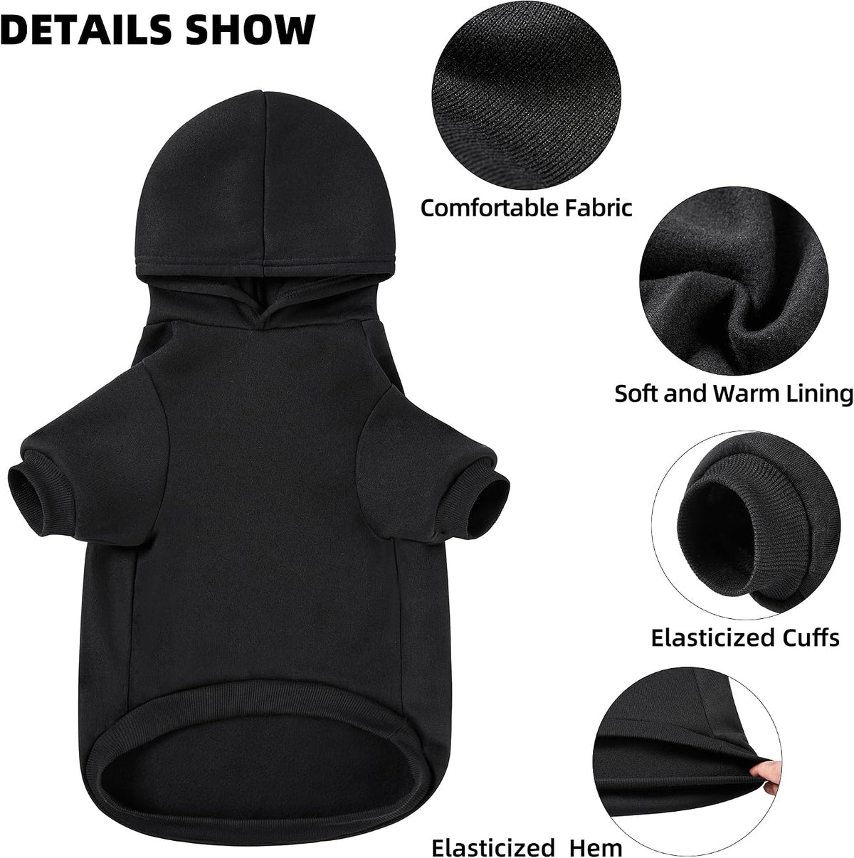 Back view of GreenJoy hooded sweatshirt for pets
