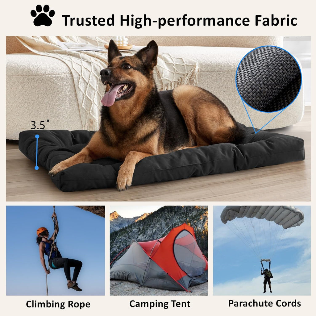 Waterproof material demonstration on durable dog kennel mat