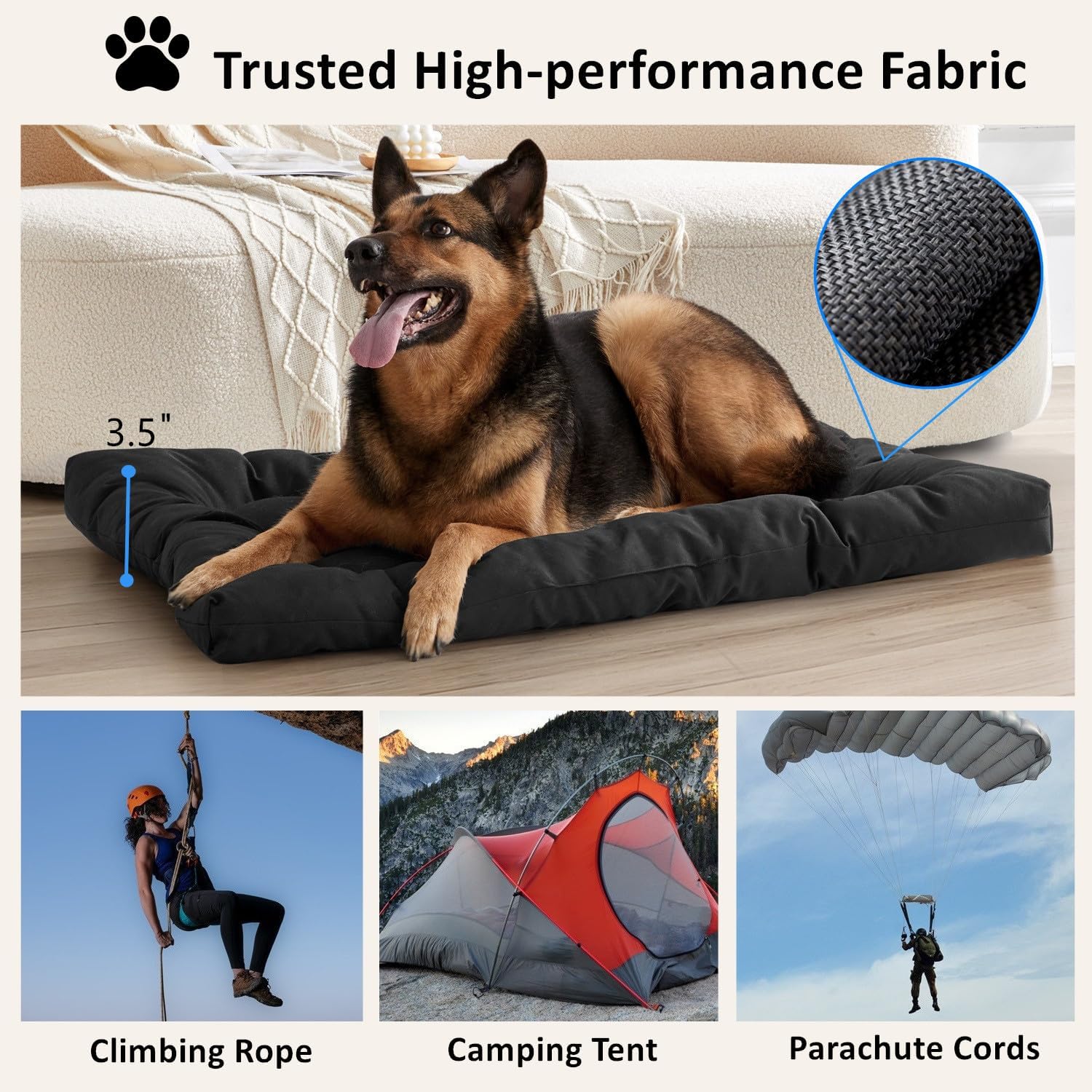 Waterproof material demonstration on durable dog kennel mat
