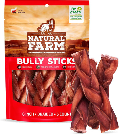 Natural Farm Odor-Free Braided Bully Sticks (6 Inch, 10 Pack) - 100% Grass-Fed Beef, Grain-Free, Low Fat & Fully Digestible Dental Treats - Safest Long Lasting Pizzle Chews to Keep Your Dog Busy - Image 11