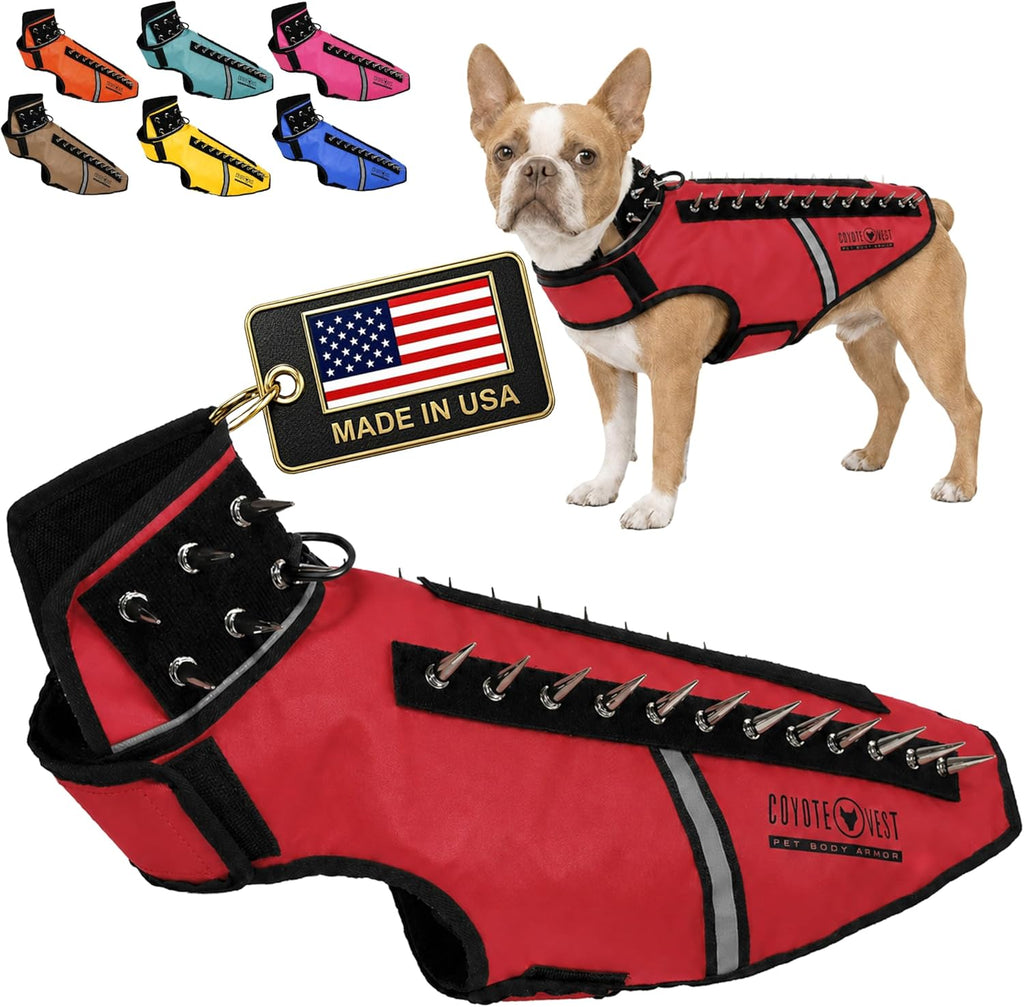 CoyoteVest SpikeVest Dog Harness | Stab-Resistant Protective Vest | Coyote Vest for Dogs | Defends Against Coyotes, Dogs, Birds of Prey | Reflective Safety, Made in USA (S-Neon Pink) - Image 10
