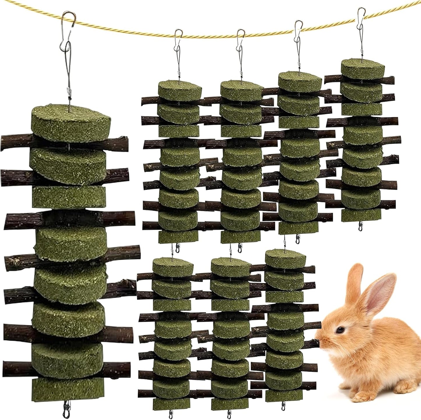 kathson Guinea Pig Treats Hanging Bunny Chew Toys for Teeth Grinding, Organic Bamboo Sticks Natural Rabbit Enrichment Toys for Small Animals Hamster Chinchilla 2 Pack - Image 14