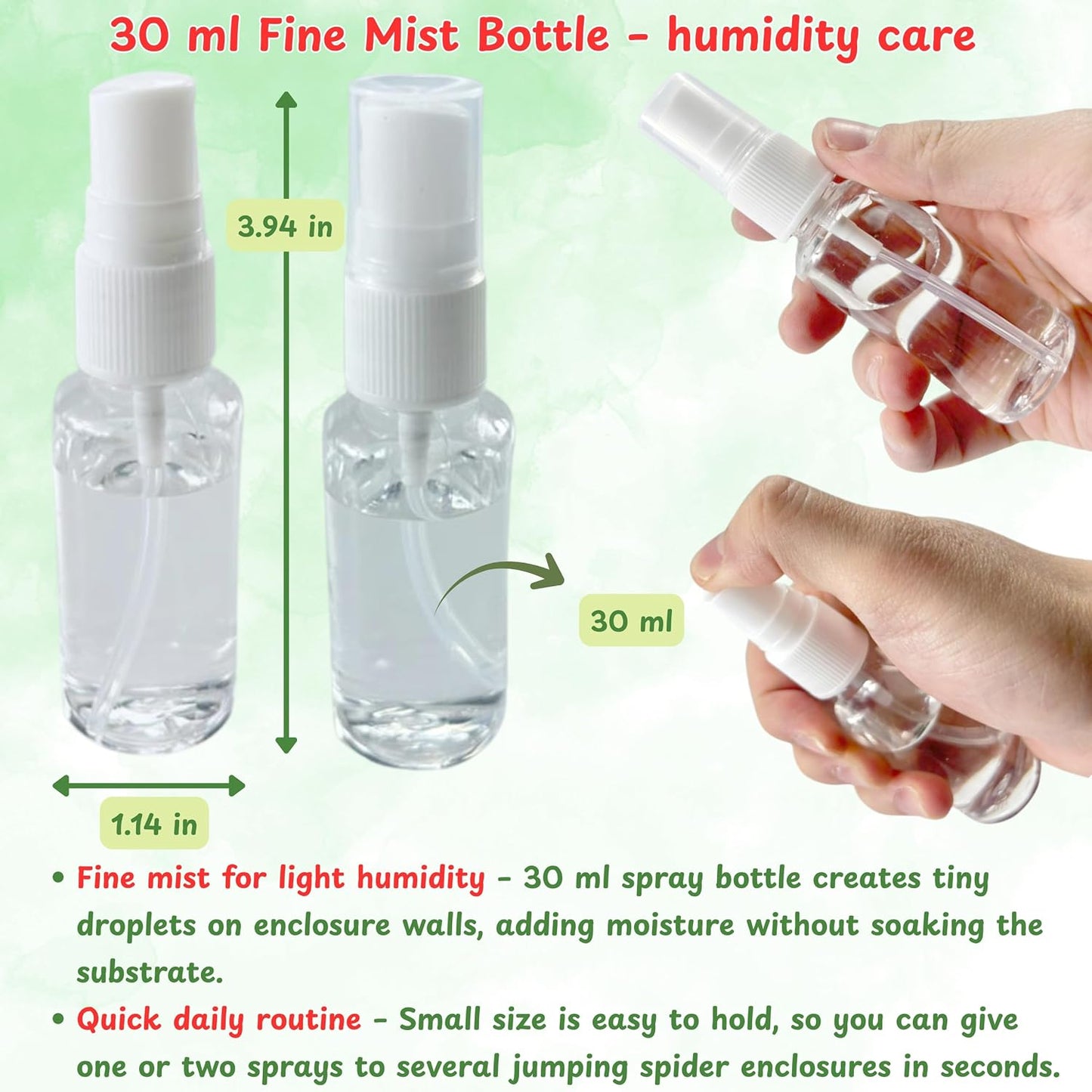 Jumping Spider Water Dispenser Enclosure Accessories, Mini Water Dispenser and Mist Bottle with 10 Replace Cotton Cores, Jumping Spider Habitat Decoration Tarantula Enclosure Accessories (White, 5 ML) - Image 3