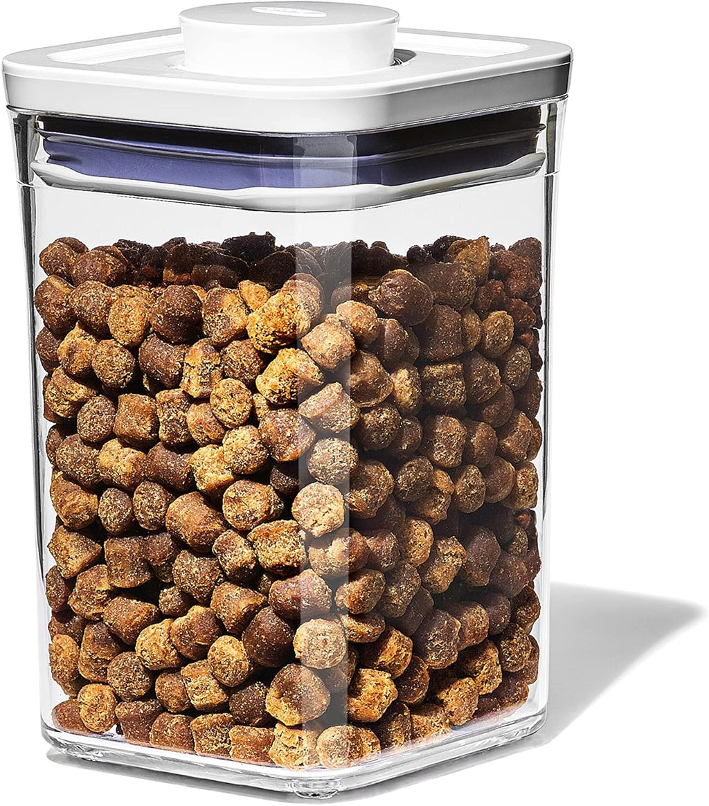 OXO Pet POP container lid disassembled for cleaning