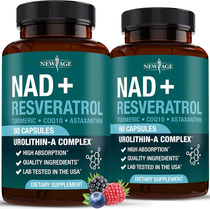 Liberty Lifestyle NEW AGE NAD+ Supplement Complex front view bottle showcasing cellular energy formula.