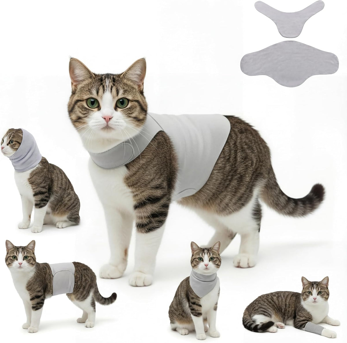 DAJIDALI(R) Dog & Cat Anxiety Vest & Spay Recovery Suit - Silent Adjustable Calming Wrap for Surgery & Thunderstorms - 2-Piece Cone & Recovery Onesie Alternative - Image 14
