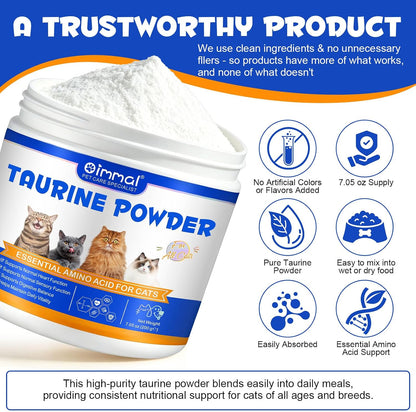 Feline health supplement powder for heart and vision support