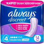 Always Discreet adult incontinence pads for women moderate absorbency front packaging view