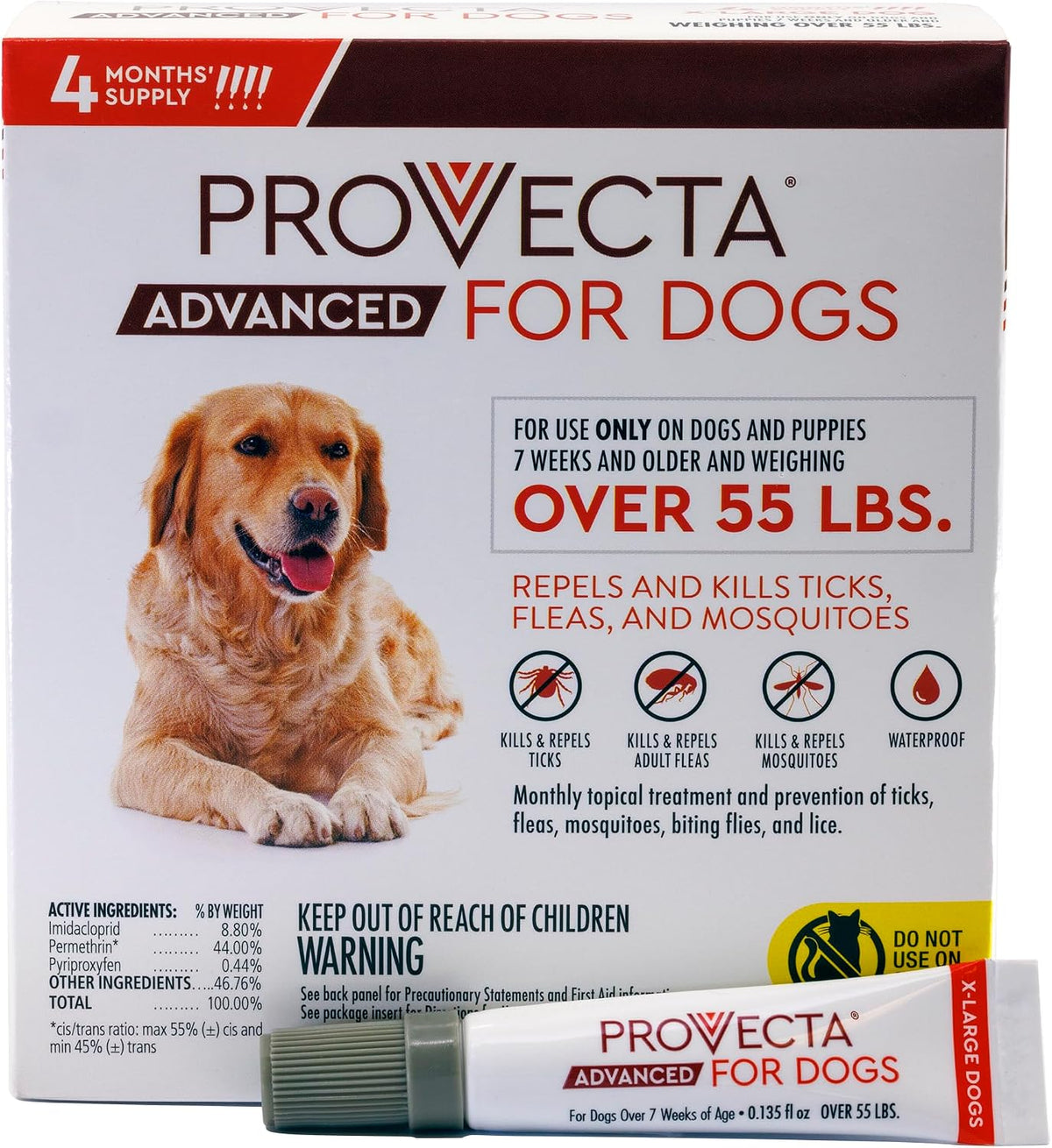 Provecta Advanced four month supply applicator tubes for large breed dogs