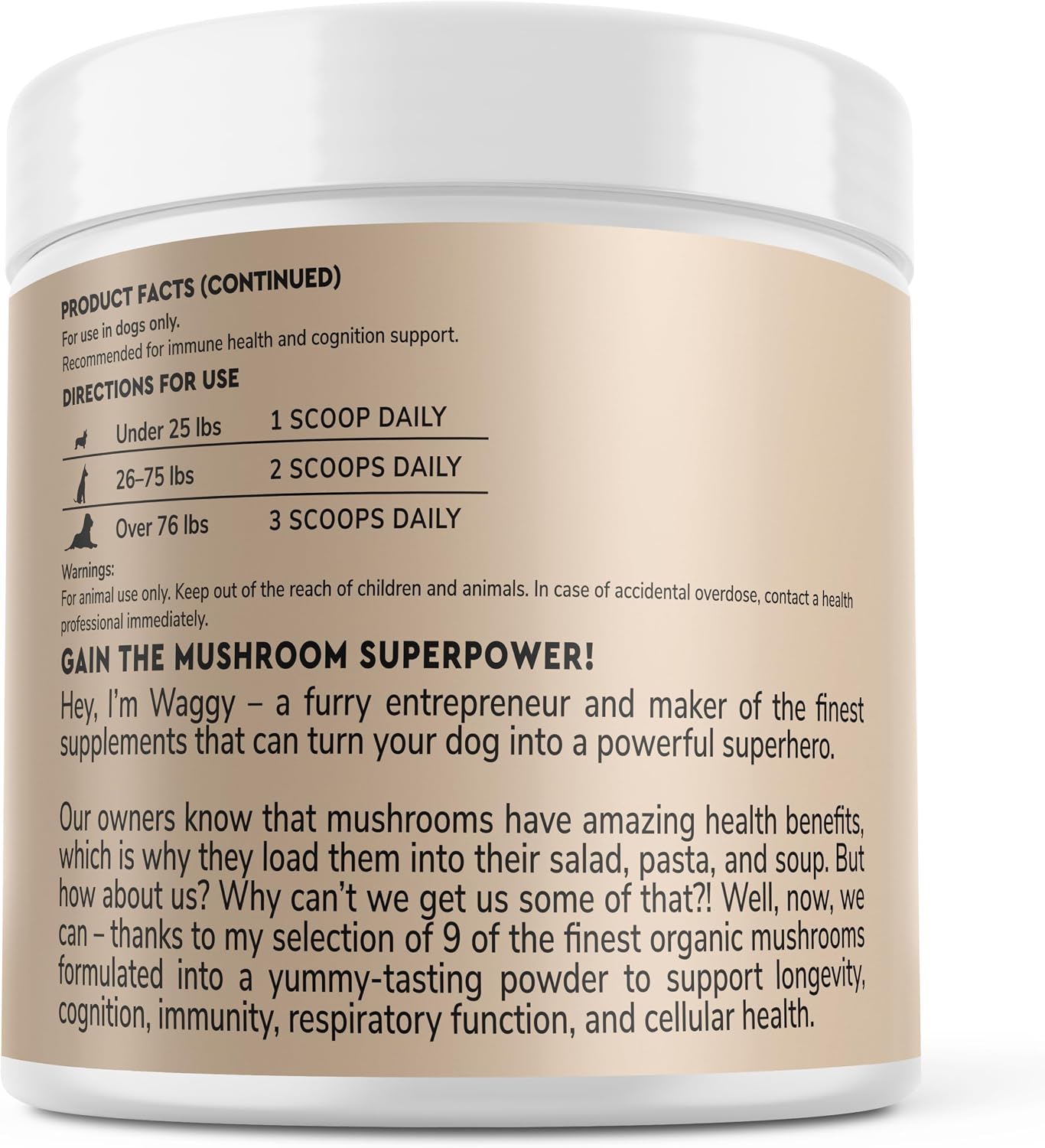 Turkey Tail Reishi and Lions Mane powder supplement for pet immunity