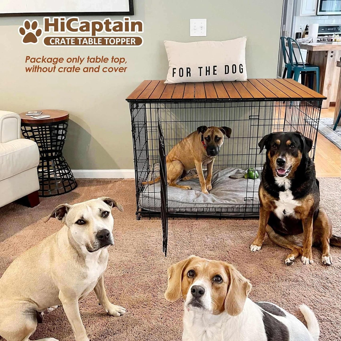 HiCaptain furniture style dog crate transformation top panel showing non slip edges