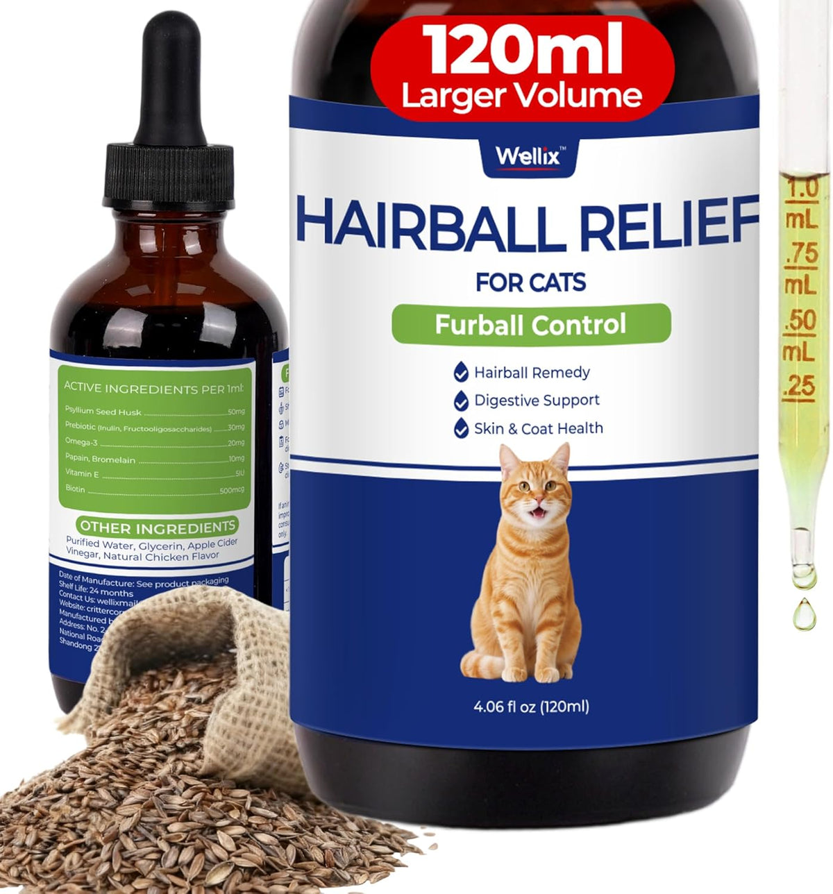 Wellix 4oz Cat & Dog Constipation Relief - Liquid Stool Softener with Dandelion Root, Prebiotics and Probiotics for Cats & Dogs - Natural Laxative for Gas and Tummy Relief - Chicken Flavor - Image 11
