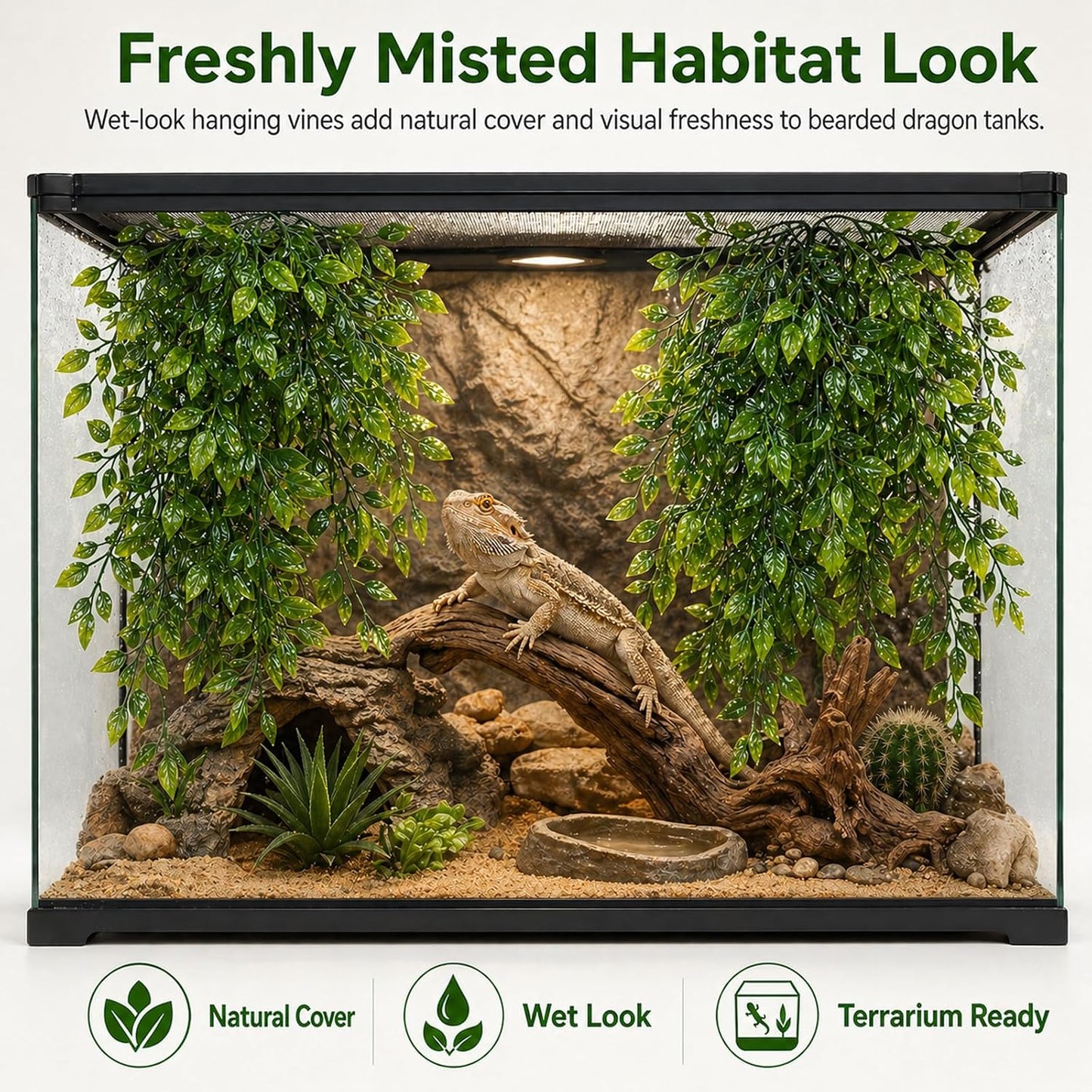 Bearded dragon terrarium decoration hanging vines