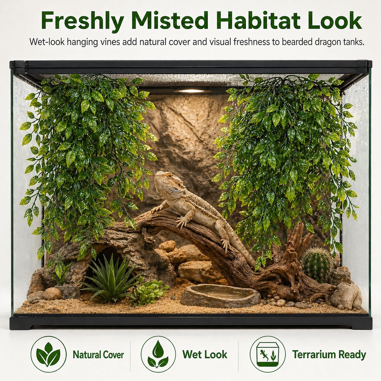 Bearded dragon terrarium decoration hanging vines