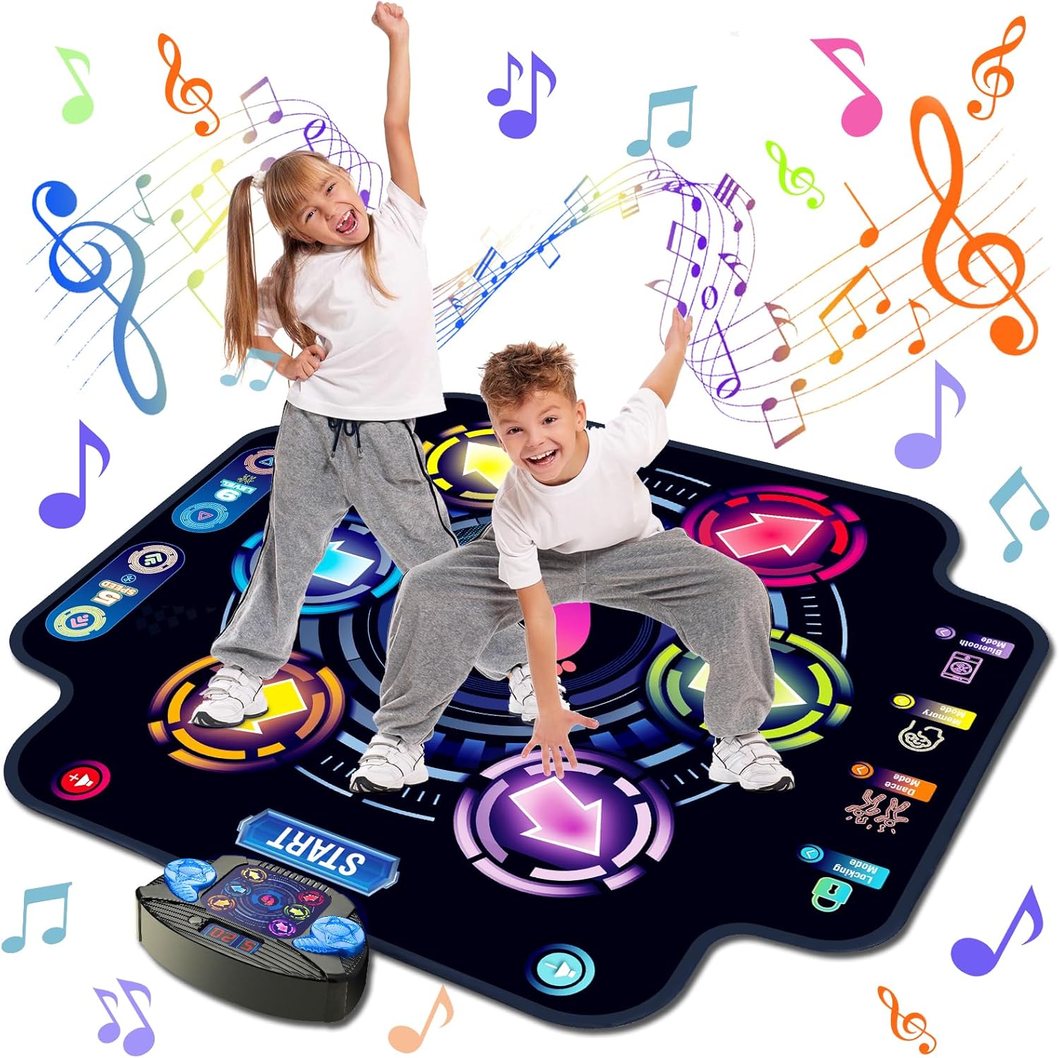 Ã£â‚¬ÂUpgradedÃ£â‚¬â€˜KIZJORYA Dance Mat for Kids, Electronic Light-up Dance Pad with Wireless Bluetooth 5 Speeds 9 Levels, Dancing Mat for Toddlers Music Game Dance Toy for Girls Boys 3 4 5 6 7 8 9 10+ Year Old - Image 1