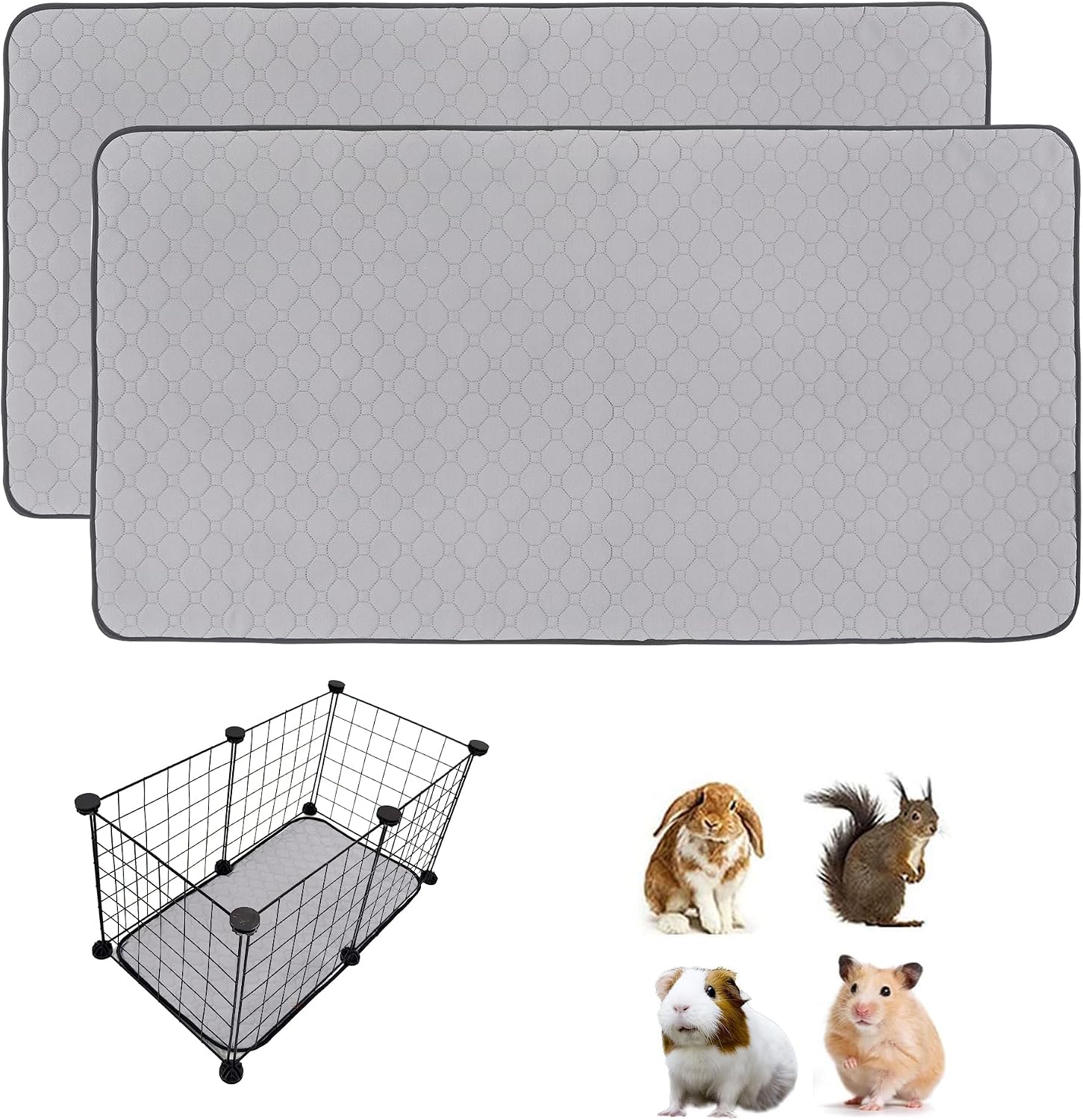 2Pack Guinea Pig Cage Liners, LWYMX 24''X48'' Washable Guinea Pig Pee Pads, Non Slip Reusable Super Absorbent Guinea Pig Training Mat Bedding Fleece for Small Animals Hamster Rabbit Chinchilla Rat - Image 10
