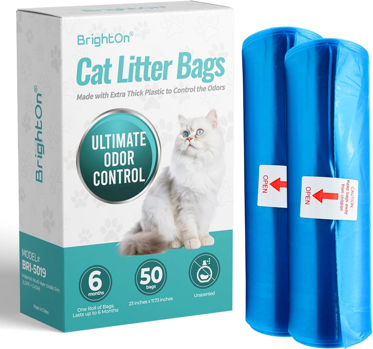 BrightOn(R), 75 Bags, Litter Bag Refill Bags for Genie Easy Roll Litter Bin, Ultimate Odor Control, Lemon Scented (75 Bags / 3 Dispensers) - Image 10
