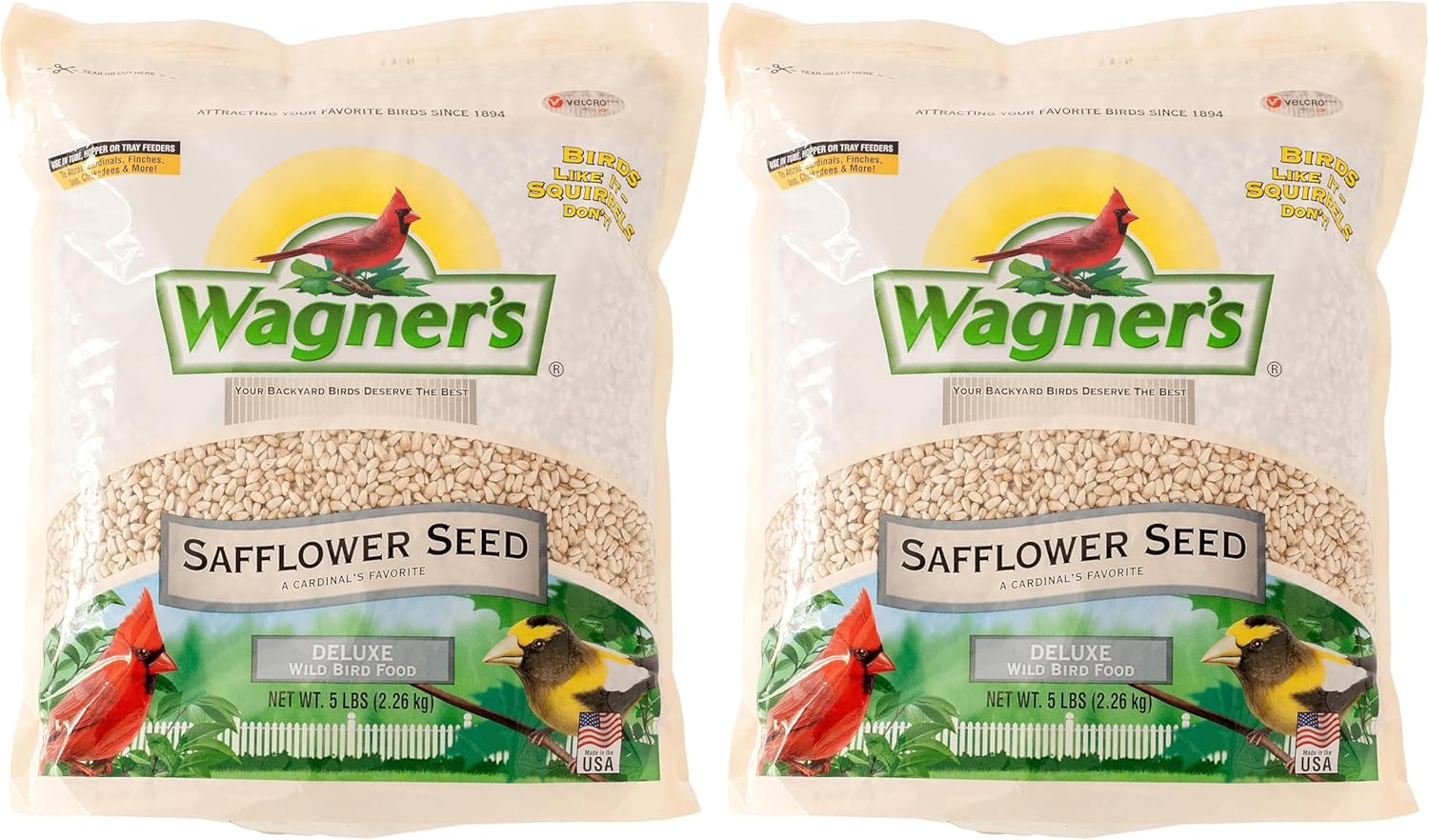 Wagners Safflower Seed wild bird food isolated on white background