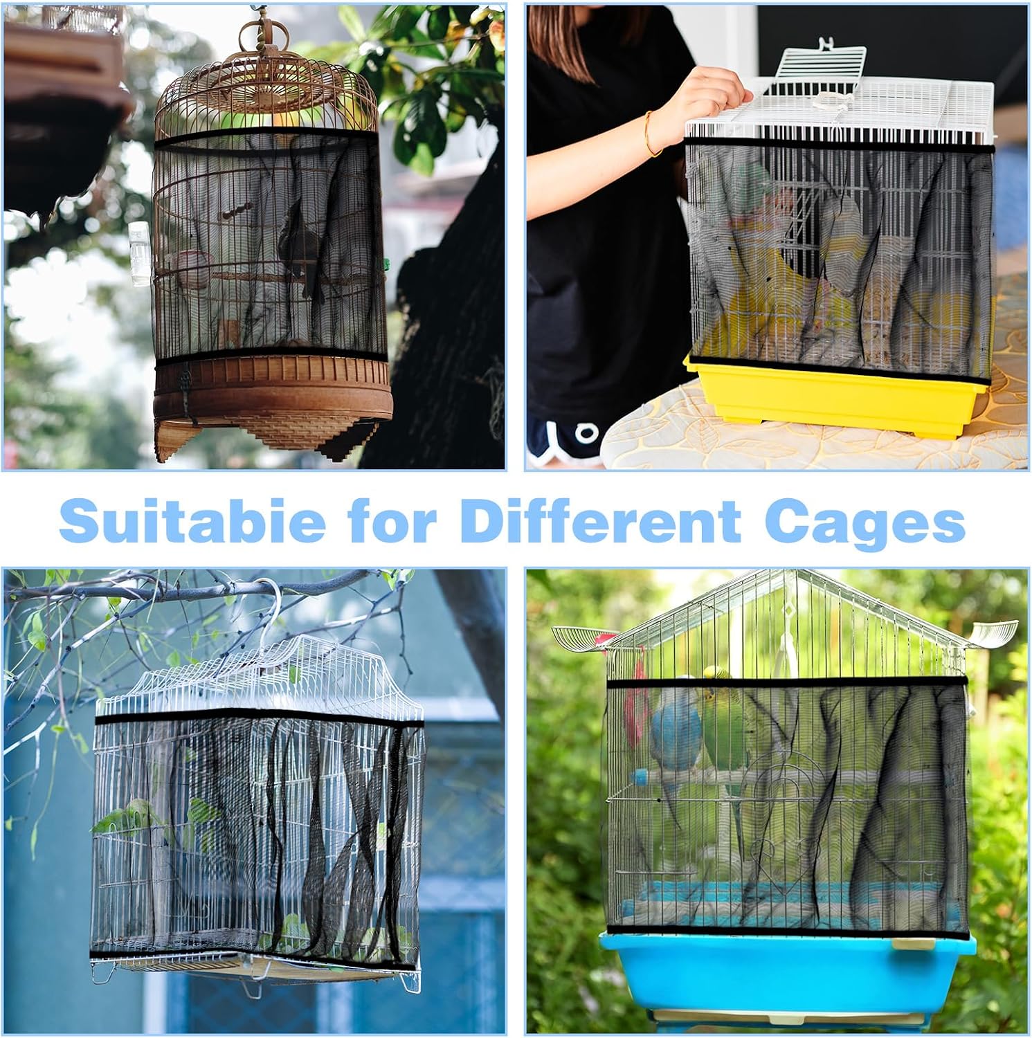 Close-up view of the secure locking buckle on the bird cage net guard
