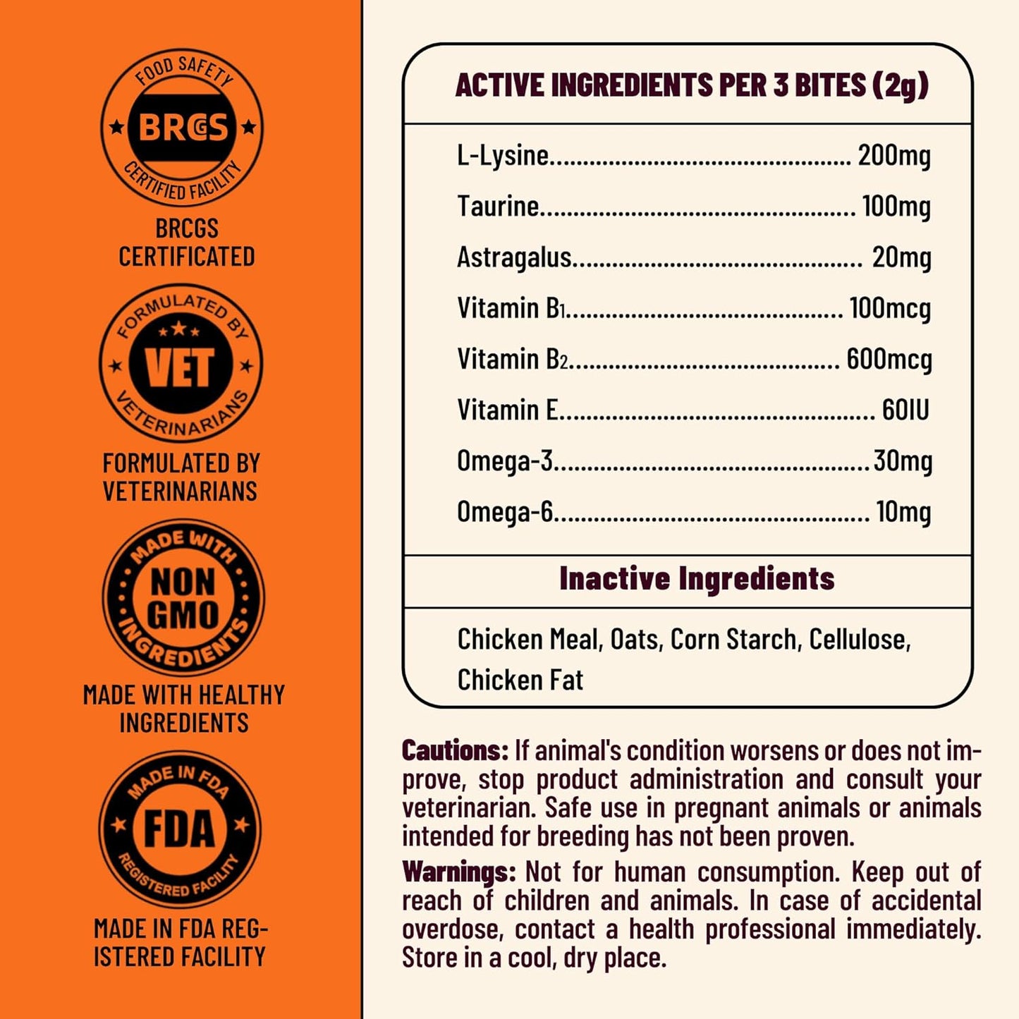 Authentic Multibites L-lysine jar for pet respiratory infection support.