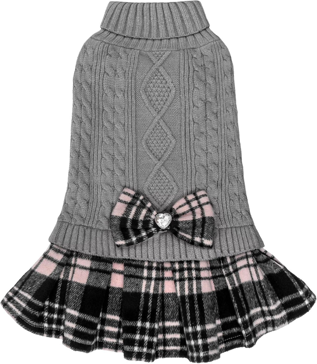 KYEESE Dog Sweater Stretchy Dogs Clothes Soft Turtleneck Pet Sweater Dress Pet Coats with Bowtie Thick Knitwear Warm Pullover Dog Sweaters for Medium Dogs Girl for Cold Weather Winter - Image 10