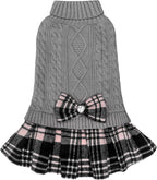 KYEESE Dog Sweater Stretchy Dogs Clothes Soft Turtleneck Pet Sweater Dress Pet Coats with Bowtie Thick Knitwear Warm Pullover Dog Sweaters for Medium Dogs Girl for Cold Weather Winter - Image 10