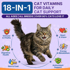 WEALLIN cat vitamins with taurine showing the dual texture crunchy chicken and krill chews.