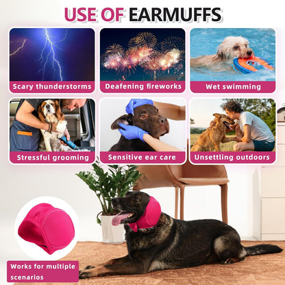 Meifsou noise cancelling dog ear muffs medium size on pet