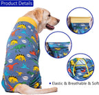 Kzrfojy full body dog recovery suit showing the yellow ribbed leg cuffs.
