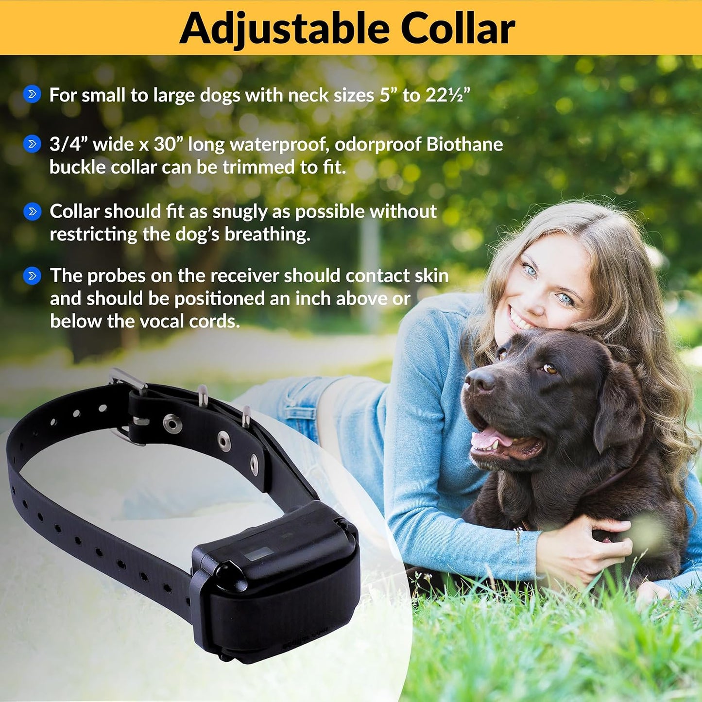 Side profile of Educator BarkLess Pro anti-bark device