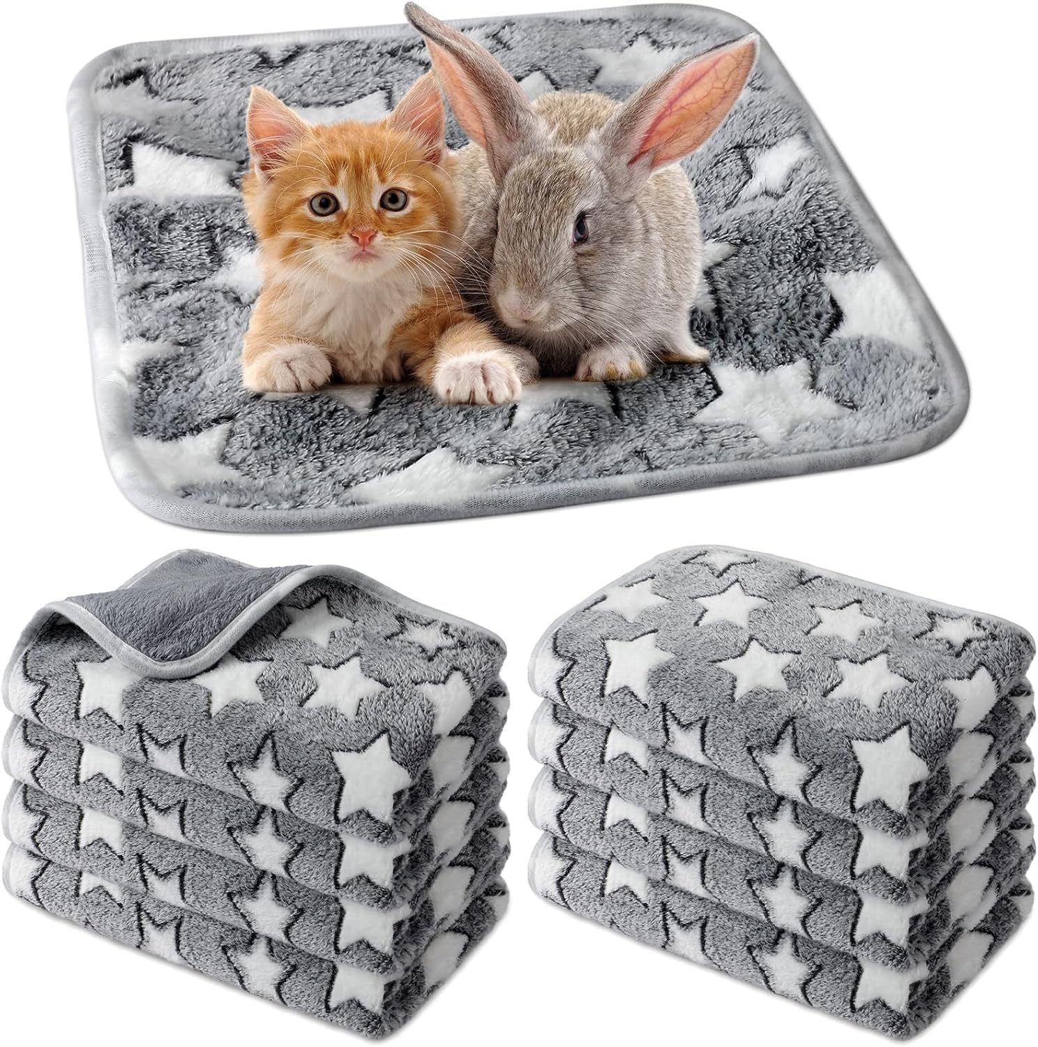 Tudomro 8 Pcs Absorbent Guinea Pig Blankets Washable Small Animal Fleece Bedding Cage Liners Reusable Pet Sleep Mat Pad Cover for Ferret Chinchilla Furniture Protection(Dot,12 x 12 Inch) - Image 12