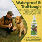 Happy Jack liquid bandage spray showing pet wound care benefits