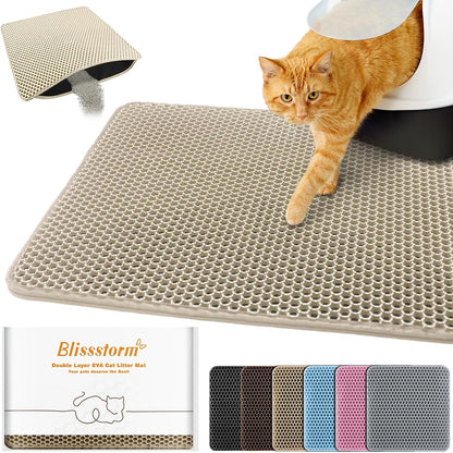 Waterproof Cat Litter Mat, Double Layer EVA, Odor-Free Large Grid, Urine Proof, Easy Cleanup (Pink, 16 x 20) - Image 13
