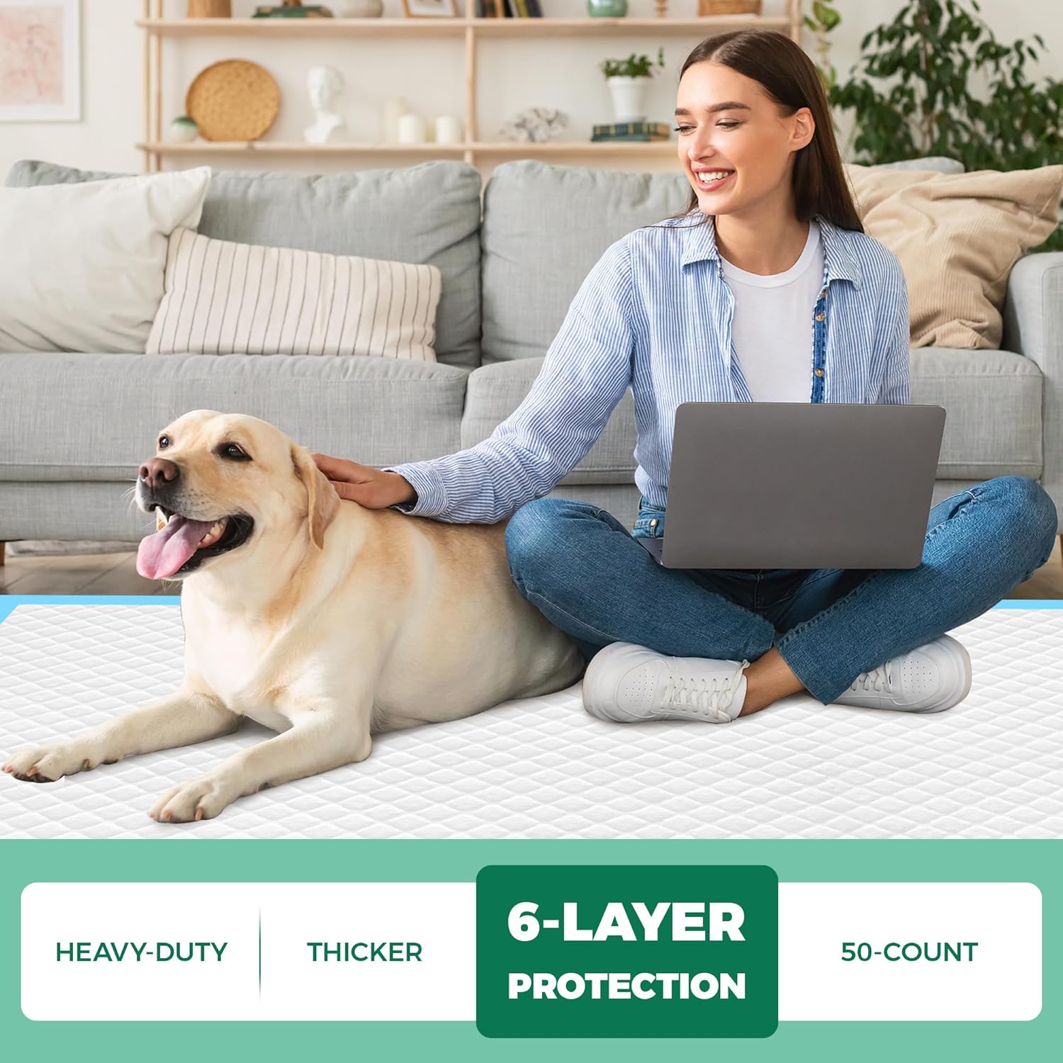 Gel locking polymer core inside YOPETKI extra large disposable training pads for dogs