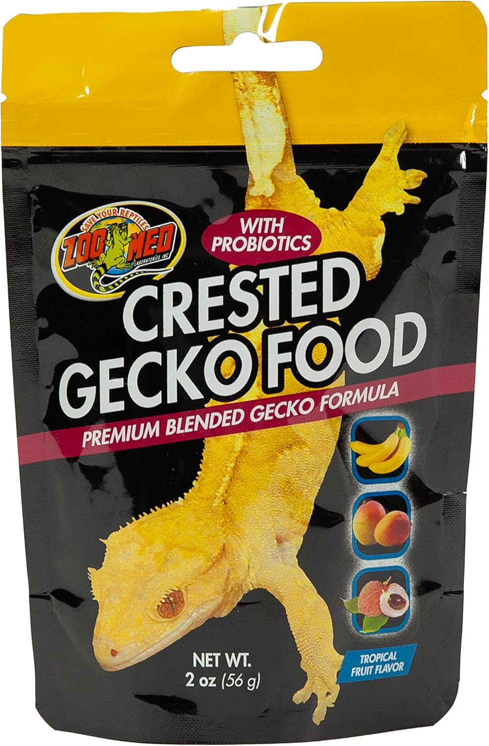 Zoo Med Tropical Fruit Flavor Crested Gecko Food front packaging view for exotic reptile nutrition