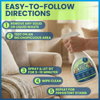 Pet safe carpet cleaner spray for eliminating deep-set feces and vomit odors