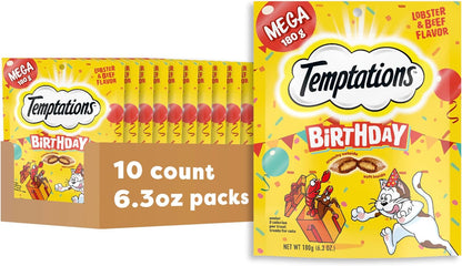 Temptations Birthday Cat Treats, Crunchy and Soft Cat Treats, Lobster & Beef Flavor, 16 oz. Tub - Image 10
