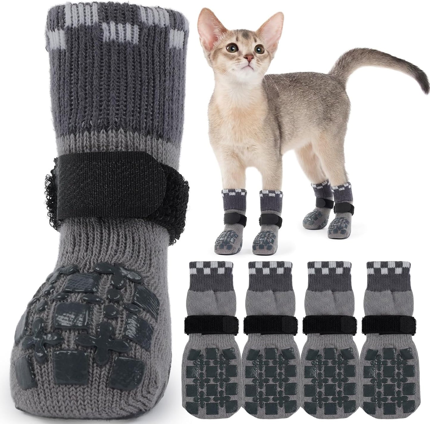 ROZKITCH 2 Pairs Cat Sock for Injured Paws, Breathable Socks for Cats Stop Scratching Pet Paw Protectors for Injured Paws Protective Anti-Slip Grip Socks Foot Protector Kitten Blue 2XS - Image 11
