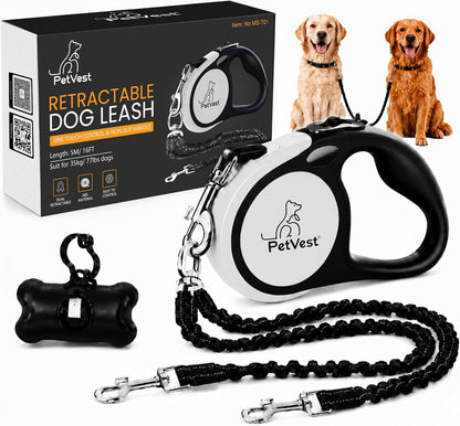 PetVest dual retractable dog leash front view