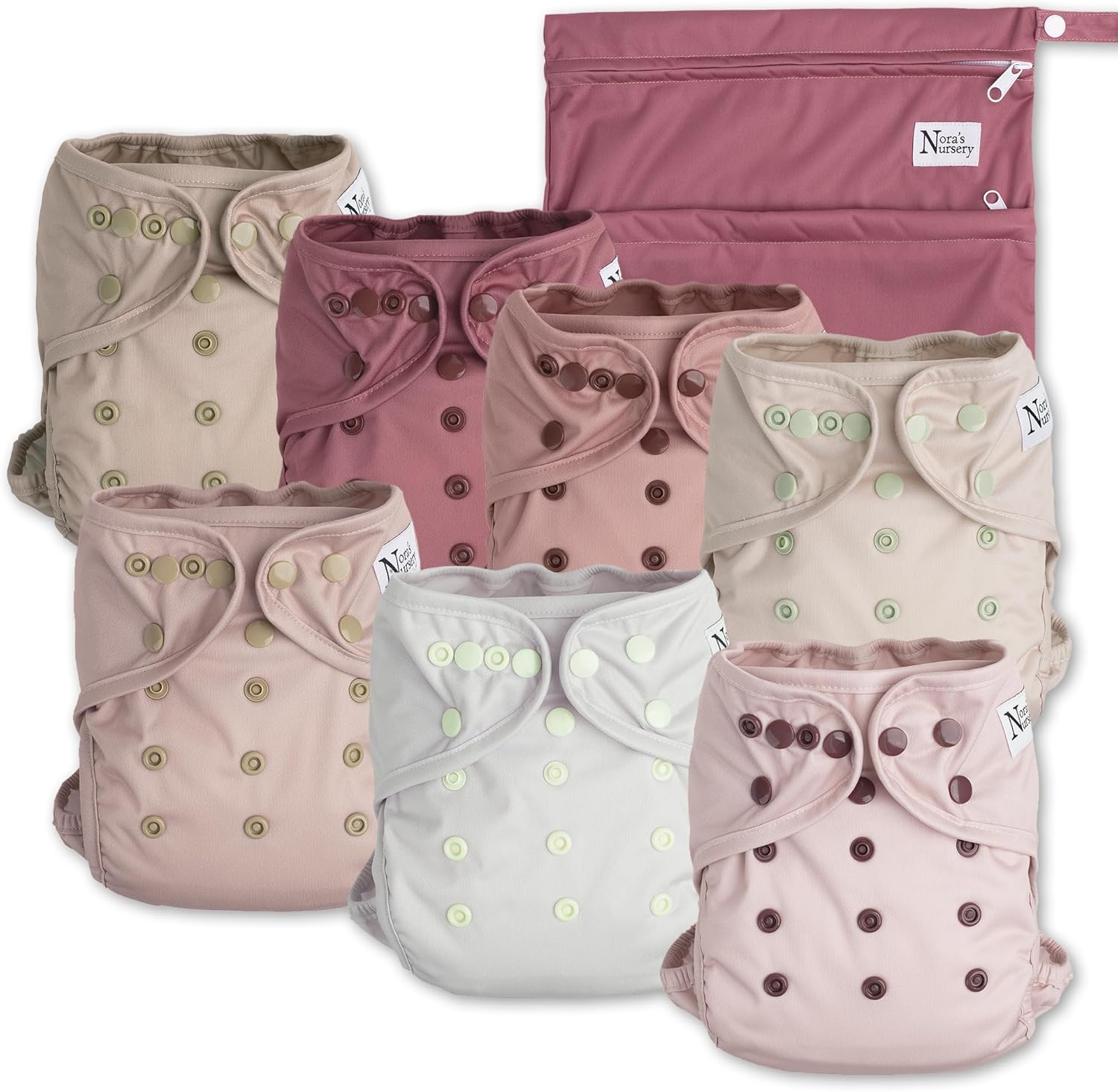Nora's Nursery cloth diaper cover front view in Ballet Slippers color
