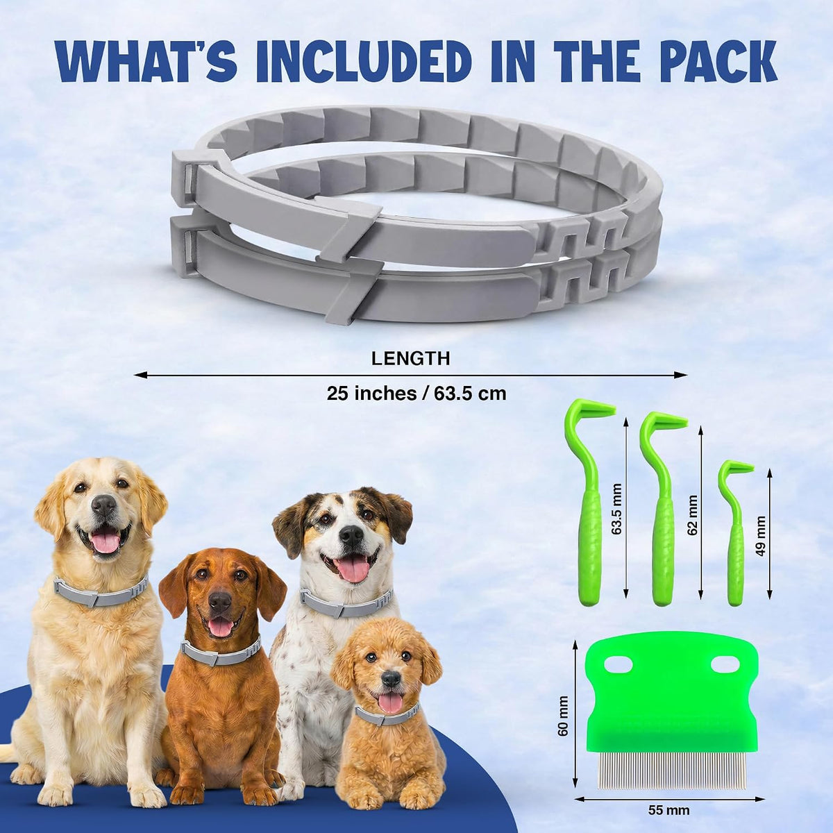 Two natural flea and tick collars for dogs with adjustable buckle