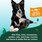 Premium USA imported dog flea and tick treatment bottle close up