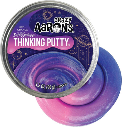 Crazy Aaron's Thinking Putty Intergalactic four inch tin front view showing deep space blue color changing sensory toy