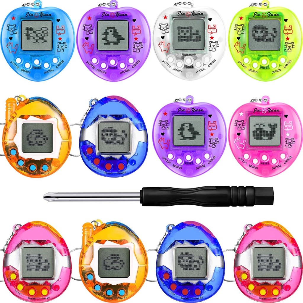 Sosation virtual electronic pets keychain front view showing retro transparent case design