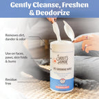 Back label of Skout's Honor pet grooming wipes showing the natural botanical ingredients list.